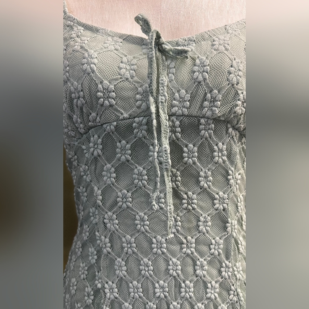 The SHEER COLLECTION by NO COMMENT Mint Green Lace Knit Dress - Picture 6 of 6